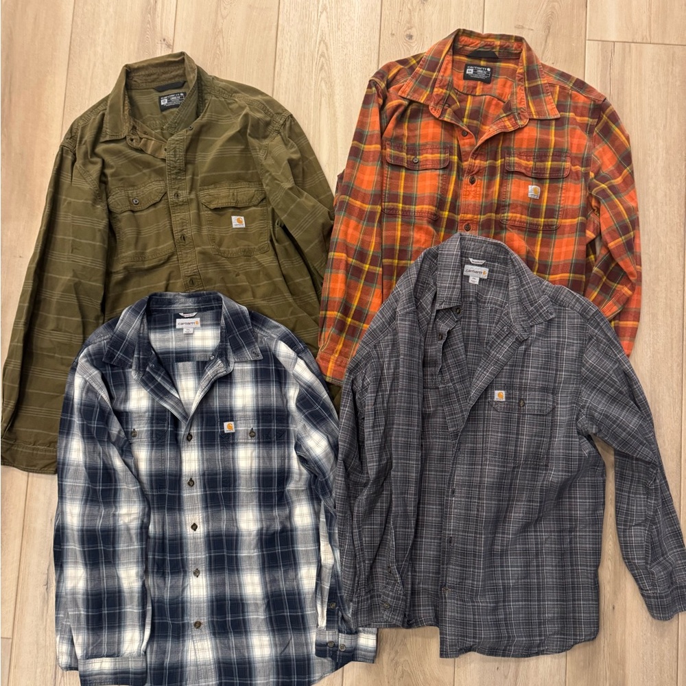 Set of 4 Carhartt Men’s Flannel Shirts XXL relaxed fit shirts
